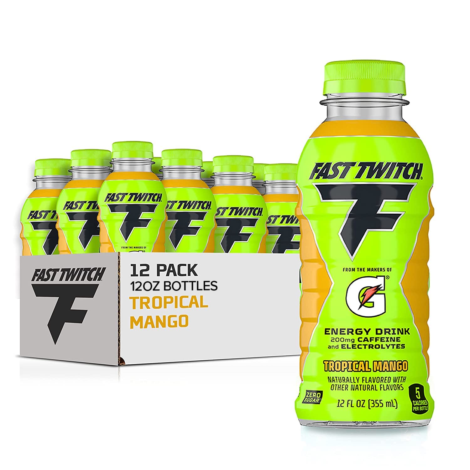 Fast Twitch Energy drink from Gatorade, Glacier Freeze, 12oz Bottles, (12 Pack), 200mg Caffeine, Zero Sugar, Electrolytes - Image 1